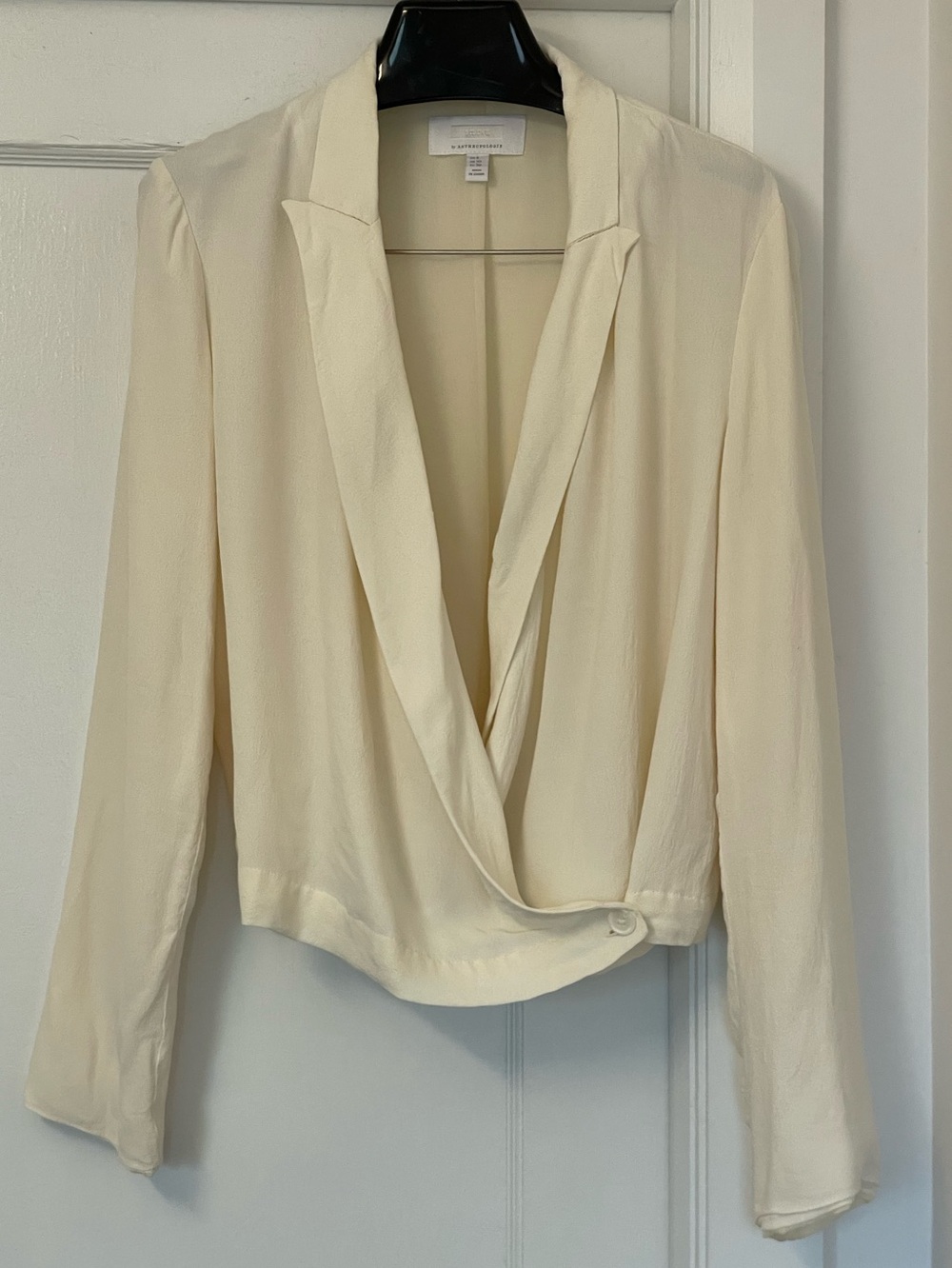 Anthropologie Cream Draped Wrap Blouse/Blazer